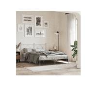 Bedframe met hoofdbord metaal wit 135x190 cm376550