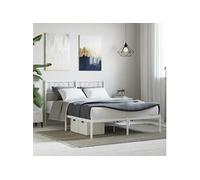 Bedframe met hoofdbord metaal wit 140x200 cm355513