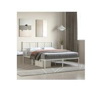 Vidaxl Cadre De Lit Métal Avec Tête De Lit Blanc 140x200 Cm Blanc