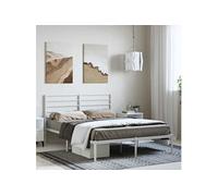 Bedframe met hoofdbord metaal wit 150x200 cm352370