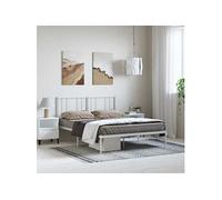 Bedframe met hoofdbord metaal wit 150x200 cm352531