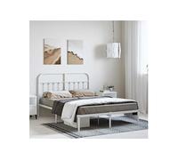 Bedframe met hoofdbord metaal wit 150x200 cm352629