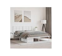 Vidaxl Cadre De Lit Métal Avec Tête De Lit Blanc 150x200 Cm Blanc