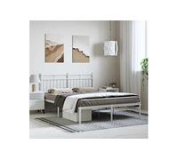 vidaXL Bedframe met hoofdbord metaal wit 150x200 cm373742 Blanc G