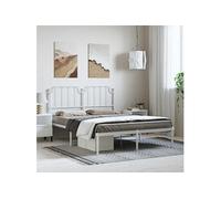Bedframe met hoofdbord metaal wit 150x200 cm373938