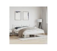 Bedframe met hoofdbord metaal wit 150x200 cm374292