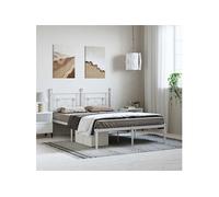 Bedframe met hoofdbord metaal wit 150x200 cm374390