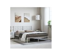 vidaXL Cadre de lit métal avec tête de lit blanc 150x200 cm