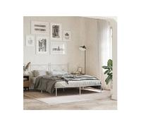 Bedframe met hoofdbord metaal wit 150x200 cm376553