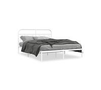 vidaXL Bedframe met hoofdbord metaal wit 150x200 cm377168 Blanc G