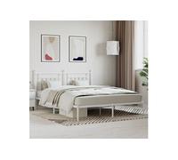 Vidaxl Cadre De Lit Métal Avec Tête De Lit Blanc 160x200 Cm Blanc
