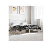 Bedframe met hoofdbord metaal wit 160x200 cm374391