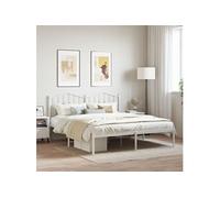 Vidaxl Cadre De Lit Métal Avec Tête De Lit Blanc 180x200 Cm Blanc