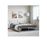 Bedframe met hoofdbord metaal wit 183x213 cm352373
