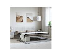 Bedframe met hoofdbord metaal wit 183x213 cm373745