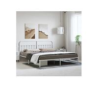 Bedframe met hoofdbord metaal wit 193x203 cm352633