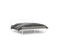 Bedframe met hoofdbord metaal wit 193x203 cm355420