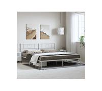 Bedframe met hoofdbord metaal wit 193x203 cm355518