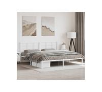 vidaXL Cadre de lit métal 193x203 cm sans matelas avec tête de lit blanc