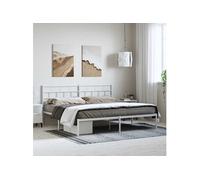 vidaXL Cadre de lit en métal sans matelas avec tête de lit blanc 193x203 cm