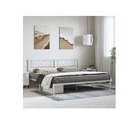 vidaXL Cadre de lit métal sans matelas et tête de lit blanc 193x203 cm Blanc