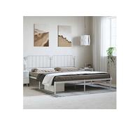 Bedframe met hoofdbord metaal wit 193x203 cm373942