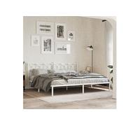 Bedframe met hoofdbord metaal wit 193x203 cm376183