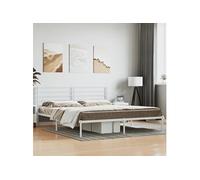Bedframe met hoofdbord metaal wit 200x200 cm352375