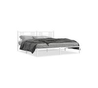 Bedframe met hoofdbord metaal wit 200x200 cm376380