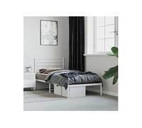 vidaXL Cadre de lit métal avec tête de lit blanc 80x200 cm