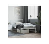 vidaXL Cadre de lit métal avec tête de lit 80x200 cm sans matelas Blanc