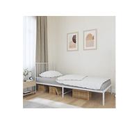 Cadre De Lit Métal Avec Tête De Lit Blanc 90x190 Cm Blanc