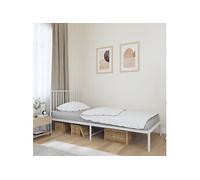 Bedframe met hoofdbord metaal wit 90x200 cm350924
