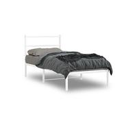 Vidaxl Cadre De Lit Métal Avec Tête De Lit Blanc 90x200 Cm Blanc