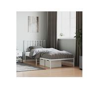 vidaXL Cadre de lit métal avec tête de lit blanc 90x200 cm