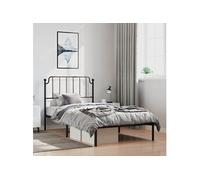 Vidaxl Cadre De Lit Métal Avec Tête De Lit Noir 100x200 Cm Noir