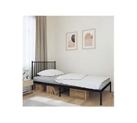 Bedframe met hoofdbord metaal zwart 107x203 cm350860
