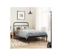 Vidaxl Cadre De Lit Métal Sans Matelas Avec Tête De Lit Noir 107x203cm Noir