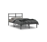 Vidaxl Cadre De Lit Métal Avec Tête De Lit Noir 120x190 Cm Noir