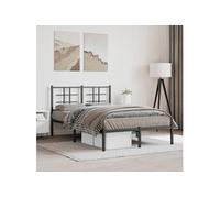 Bedframe met hoofdbord metaal zwart 120x190 cm355558