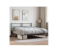 vidaXL Bedframe met hoofdbord metaal zwart 120x190 cm372274 Noir G