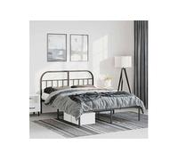 Bedframe met hoofdbord metaal zwart 135x190 cm353634