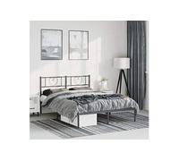 vidaXL Cadre de lit métal sans matelas avec tête de lit noir 135x190cm