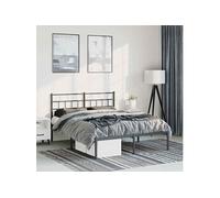 vidaXL Bedframe met hoofdbord metaal zwart 135x190 cm355658 Noir G