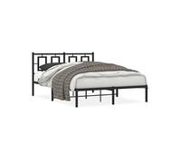 vidaXL Bedframe met hoofdbord metaal zwart 135x190 cm374240 Noir G