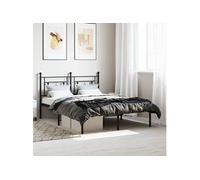 Vidaxl Cadre De Lit Métal Sans Matelas Avec Tête De Lit Noir 135x190cm Noir