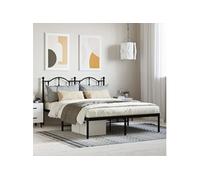 Vidaxl Cadre De Lit Métal Avec Tête De Lit Noir 140x190 Cm Noir