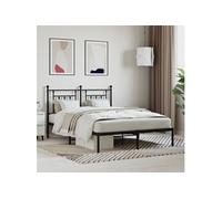 Vidaxl Cadre De Lit Métal Avec Tête De Lit Noir 140x190 Cm Noir
