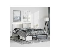 Vidaxl Cadre De Lit Métal Avec Tête De Lit Noir 150x200 Cm Noir