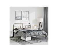 vidaXL Cadre de lit métal avec tête de lit noir 150x200 cm 353637